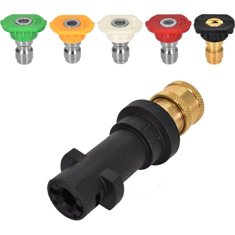 Bravix Adaptateur Pour Nettoyeur Haute Pression,connexion Rapide 1/4 Compatible Pour Karcher Karcher K2-k7,avec 5pcs Embouts De Buse À Plusieurs Degrés,kit D'Accessoires Pour Nettoyeur (a)