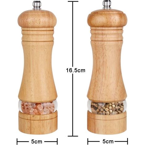 Bravix Lot De 2，salieres Et Poivrieres Bois, Réglables Avec Broyeur À Épices En Céramique，6