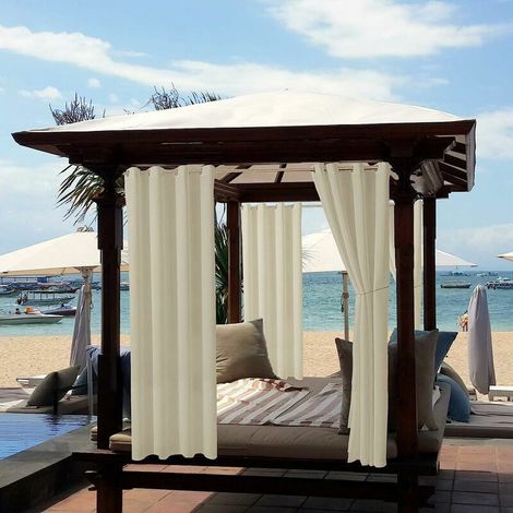 Bravix Rideaux D'Extérieur Imperméables, Rideau Occultant Isolant Thermiques Pour Pergola, Cabanon Jardin Exterieur, Gazebo, Porche Terrasse(132213 Cm, Beige)