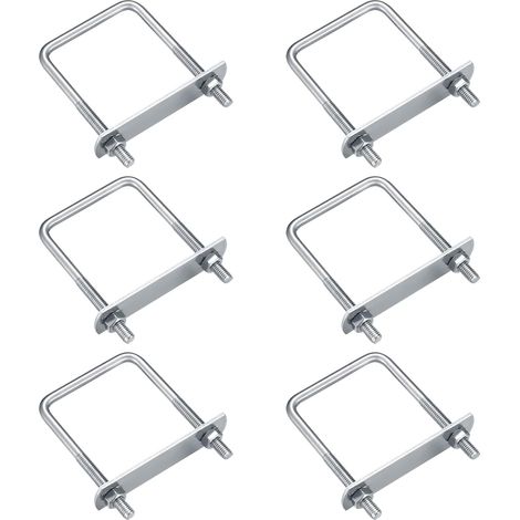 Bravix 6 Pièces Boulons En U, M6 U-bolts, Boulons De U En Acier Inoxydable Avec Écrou Plaques Rondelle, Boulons De Serrage Fixation Pour Fixation Tuyaus (angle Droit 80x50mm)