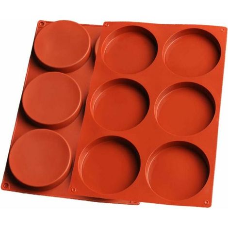 Bravix Lot De 2 Grands Moules À Gâteaux En Silicone 6 Cavités Rondes Moules De Cuisson En Résine Moules À Gâteaux Antiadhésifs Pour Mousse, Gâteaux，