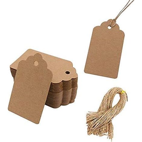 Bravix 100pcs Étiquettes-cadeaux En Papier Kraft Avec Ficelle, Étiquettes De Sacs-cadeaux Vierges Étiquettes De Prix (marron)