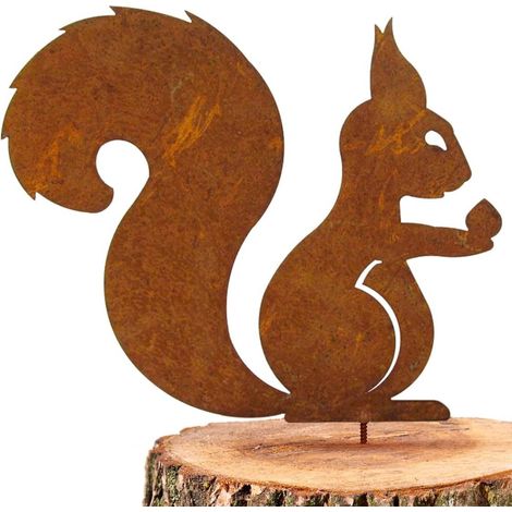 Écureuil Rouille Pour Arbre, Écureuil Assis Décoration De Jardin En Métal, Patine Rouille Naturelle