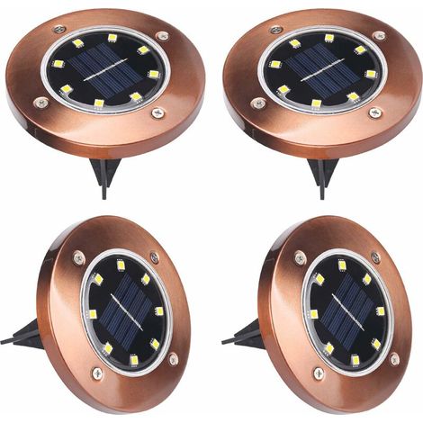 Bravix Lampes Solaires Au Sol, 8 Lampes Solaires Extérieures À Led, Allées De Jardin, Éclairage Extérieur, Éclairage Au Sol, Étanche, Éclairage Solaire De Paysage Avec Poteau Au Sol, Pour Pelouse（4 Pi