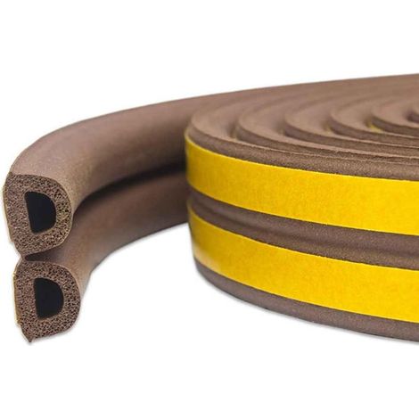 Bravix Marron Bande De Joint 10m, Auto-adhésif Joint D'Étanchéité De Porte Pour Fenêtre Preuve De Collision, Bande De Joint D-profil, Calfeutreur Les Porte Et Fenêtres Avec Forte Adhérence, Isoler Du