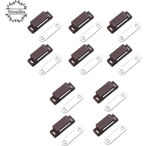 Bravix Loqueteau Magnétique Puissant – Force De Maintien 4kg – Lot De 10 - Brun – Aimant Porte – Loqueteau Aimant – Aimant Placard – Aimant Porte De Placard, Versailles