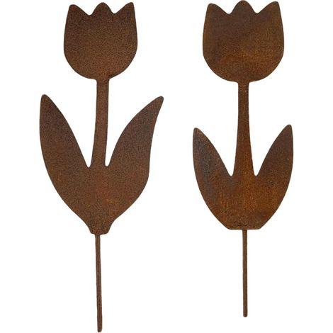 2 Pièces Décoration De Jardin Rouillée,piquet De Jardin En Métal Rouillé,déco Extérieur Rouille Naturelle,pour Décoration De Tronc De Branche D'Arbre Pour Jardin Patio Parc Et Clôture