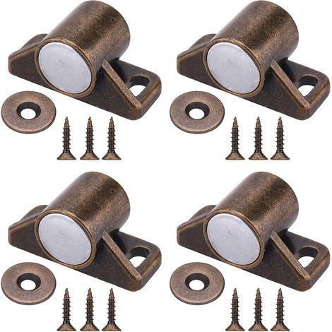 Bravix 4 Pièces Loquets De Porte Magnétiques Aimants De Porte D'Armoire Avec Vis En Acier Inoxydable Pour Ferme Armoire De Cuisine Fermeture De Porte Coulissante (bronze)