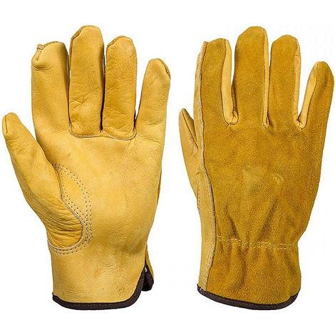 Bravix Preuve Épine Gants De Jardinage Pour Hommes Femmes, Gants De Travail En Cuir Jaune, Gants De Jardinage Complet, Xl