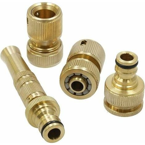 Bravix Kit Complet Pistolet Pulvérisateur Mâle 3/4 En Laiton, Deux Raccords Rapides Femelles Pour Tuyau 1/2 (15 Mm) Et Buse De Tuyau Avec Réglage De Pulvérisation Pour Différents Types D'Arrosage,240g