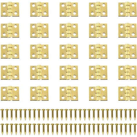 Bravix 100 Pièces Mini Charniere Rétro Charnières Connecteurs Charniere Laiton Petite Charnières Métal Charnière Miniature Avec Vis Cabinet Porte Tiroir Coffre