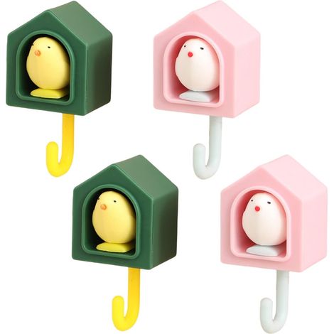 4 Pièces Animal Crochet Adhésif Plastique Créative D'Oiseau Décor Enfant Crochet Adhésif Mural Accroche Tableau Sans Percer Pour Mur Salon Salle De Bains Décor De La Maison