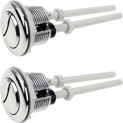 Bravix 2 Pièces Boutons Poussoirs De Toilette Double Chasse Bouton 38mm Standard Chrome Plaqué Argent Wc Réservoir Boutons