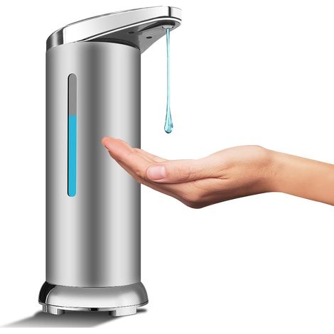 Bravix Distributeur De Savon Automatique En Acier Inoxydable, Distributeur De Désinfectant Sans Contact Avec Capteur Infrarouge, Interrupteur Réglable Et Base Étanche (argent)
