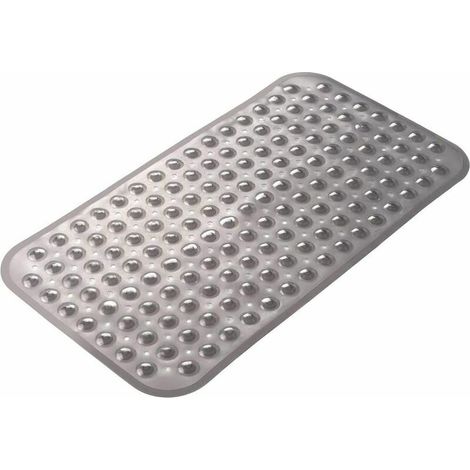 Bravix Tapis De Bain, Tapis De Douche Rectangulaire Antidérapant De Taille Moyenne 7038cm Avec Ventouse Et Trous De Drainage, Tapis De Bain Tapis De Salle De Bain Lavable En Machine (gris