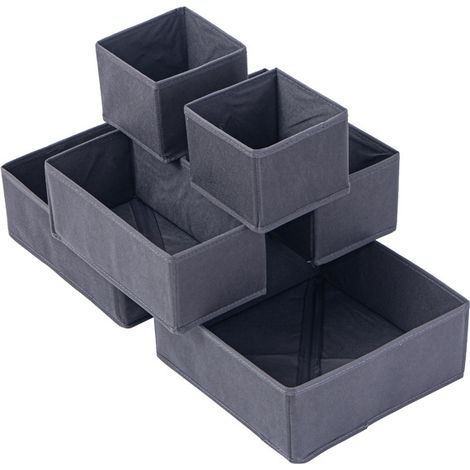 Organiseur À Tiroirs/organiseur Pour Vêtements, Pliable Pour Armoire, Chambre Ou Cuisine, Lot De 6, Gris