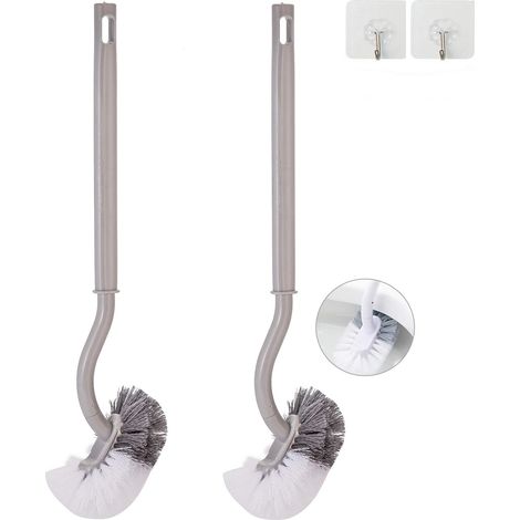 Bravix Lot De 2 Brosses De Cuvette De Toilette Incurvées Sans Support Pour Salle De Bain - Brosse De Toilette Durable Sous Le Bord Brosses De Nettoyage Domestiques