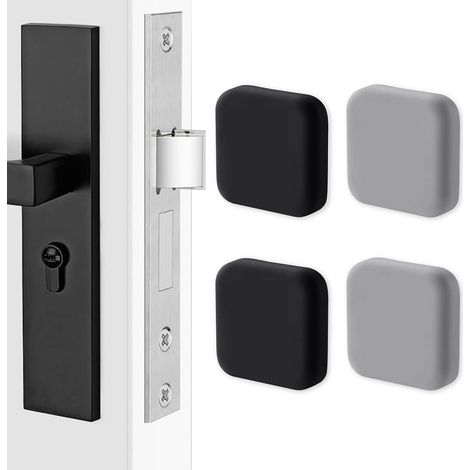 Bravix 4 Poignées De Porte En Silicone, Protections Murales Carrées. Protection Murale Silencieuse Pour Poignées, Butoir De Porte Tampon (noir X2, Gris X2)