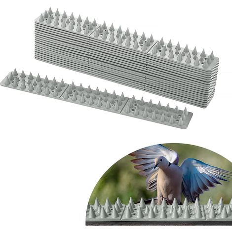 Bravix 10 Pcs Pics Anti Pigeon Plastique Gris 4.5 Meter 4 Rangées Anti-oiseaux Pour Murs, Fenêtre, Clôtures Empêche Pigeon, Corbeau E Animaux