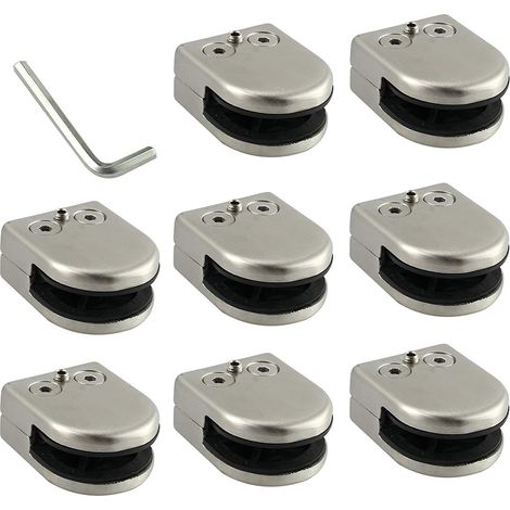 Bravix Pince De Verre 8 Pcs 6-8mm En Acier Inoxydable 304 Clip En Verre Pince Support Dos Plat Finition Chromig Pour Balustrade