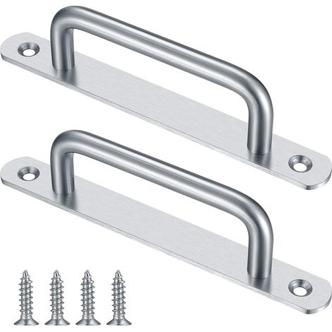 Bravix 2 Pièces Poignée De Porte De Grange Coulissante, Traction De Poignée De Porte Coulissante Avec Plaque Acier Inox Pour Portes De Grange Armoire Placard - 160mm