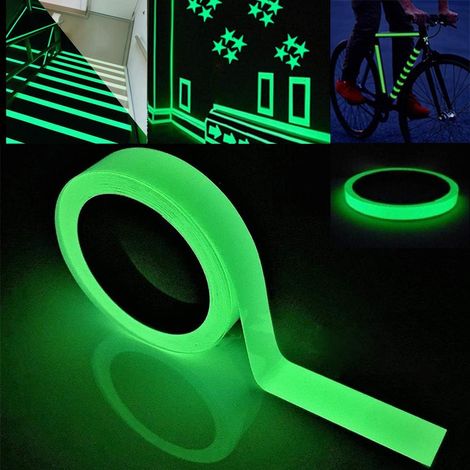 Bravix Ruban Fluorescent Vert De Qualité Supérieure De 9 M X 2 Cm, Ruban Lumineux, Ruban Phosphoreux, Ruban De Marquage Photoluminescent, Ruban D'Avertissement Auto-adhésif, Brille Dans Le Noir