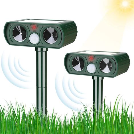 Répulsif Chat Jardin Solaire À Ultrasons 2x Avec Lumière Led, Imperméable Répulsif Animaux Pour Chat, Chiens, Oiseaux