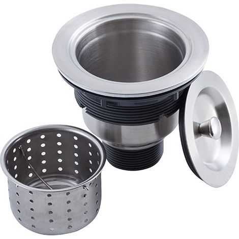 Bravix Kit De Montage De Bonde D'Évier De Cuisine Avec Panier De Vidange D'Évier De Cuisine, Bouchon D'Évier Et Couvercle En Acier Inoxydable 304 3-1/2