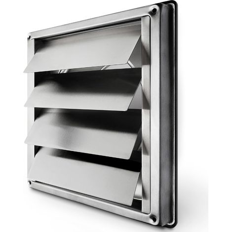 Bravix Grille Ventilation 150 Mm Grille Inox Anti-retour À Lamelles Mobiles Fermeture Automatique Grille De Hotte Résistant Aux Intempéries/mesure Carrée 184x184mm / Aeration Inox