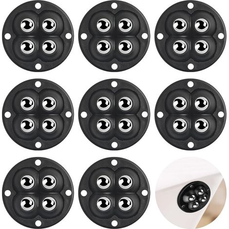 Bravix Lot De 8 Rouleaux À Billes - 4 Rouleaux - Petites Roues Auto-adhésives Universelles - Roulettes Rotatives À 360 ° - Pour Meubles - Plat, En Acier,acrylonitrile Butadiène Styrène,bois