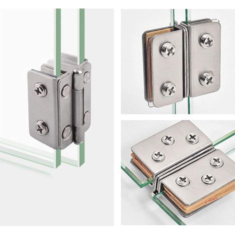 Bravix 2 Pièces Charnières De Porte En Verre En Acier Inoxydable Angle D'Ouverture 270° Pour Verre De 8-10mm D'Épaisseur