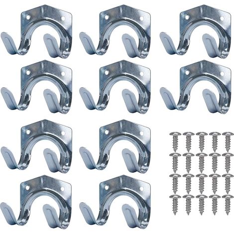 Bravix Crochets De Rangement En Métal, Porte-outils En Tôle D'Acier, Support Mural Pour Outils De Jardin Muraux Doubles En U En Acier Pour Garage, Remise, Entrepôt, Ferme, Établi (lot De 10)