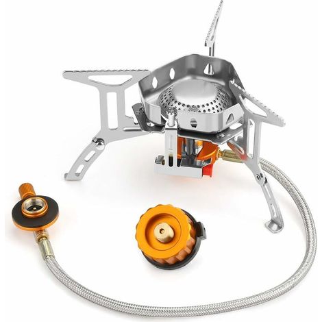 Bravix Réchaud De Camping, Portable 3500w Réchaud Gaz Pliable Brûleur À Gaz Anti-vent Avec Bouton D'Allumage Our Randonnée/outdoor/pique-nique/barbecue/randonnée/trekking,310g