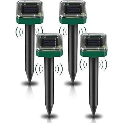 Bravix Lot De 4 Répulsifs Solaires À Ultrasons, Répulsif Anti-taupes Solaire Souris Repeller Exterieur Pour Jardins Taupes Campagnols Gophers Serpents Ou Autres Autres Rongeurs