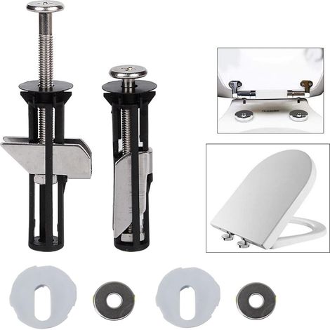 Kit De Remplacement De Vis De Siège De Toilette Universel 2 Pièces, Boulons De Charnière De Siège De Toilette Robustes En Acier Inoxydable Avec Deux Tailles De Rondelles Métalliques Pièces De Rechange