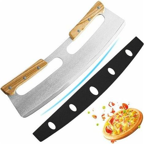 Bravix Coupe Pizza, Couteau À Pizza En Acier Inoxydable 35 Avec Manche En Bois,coupe-pizza Professionnel Avec Manche En Bois Massif Cham