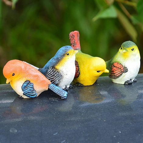Décoration D'Oiseau, Oiseaux Décoratifs, Oiseaux, Oiseaux Pour Décoration De Jardin, Oiseaux, Décoration De Figure Animale, Pelouse, Jardin, Cour, Ornements (4 Pièces)