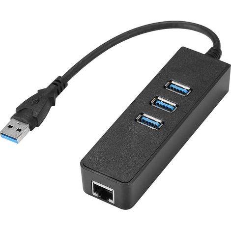 Bravix Hub Usb 3.0 À 3 Ports Vers Rj45 Gigabit Ethernet Adaptateur Ethernet Usb 10/100/1000 Mbit Pour Macbook, Surface Pro, Chromebook