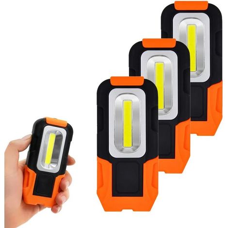 Bravix Lampes De Baladeuse A Led Lampe Torche Poche De 3w Cob Led Portable Magnetique Piles Aaa Pas Incluses, Lampe Pliable Avec Base Magnétique Et Crochet Lot De 4