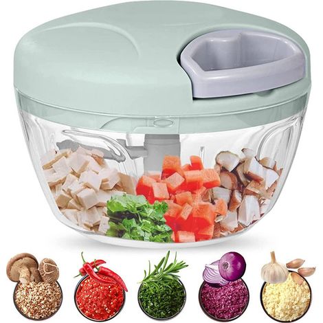 Hachoir Manuel，500 Ml Hacher Découper Et Mixer Légumes Viandes Noix Oignons Grâce À Ses Lames En Acier Inoxydable Pour Une Cuisine Rapide Et Facile
