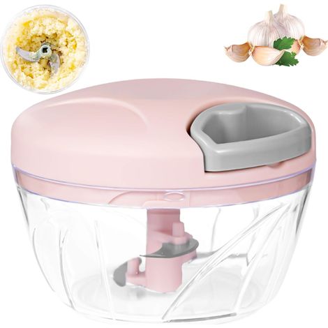 Bravix Hachoir Oignon Manuel, Presse Ail 520ml De 3-lames, Pour Oignon Salade,pesto, Persil, Saucisson/machine À Couper Noix, Vanille, Aliments Pour Bébés (rose)