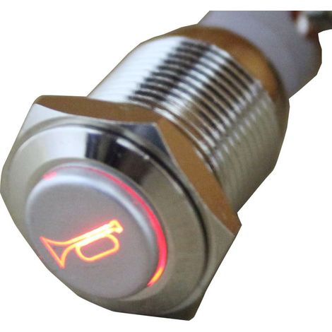 16mm Puissance Rouge Led 12v 3a Bouton Poussoir Voiture Klaxon Momentané Interrupteur À Bascule Commutateur Métal Corne Orateur Horn