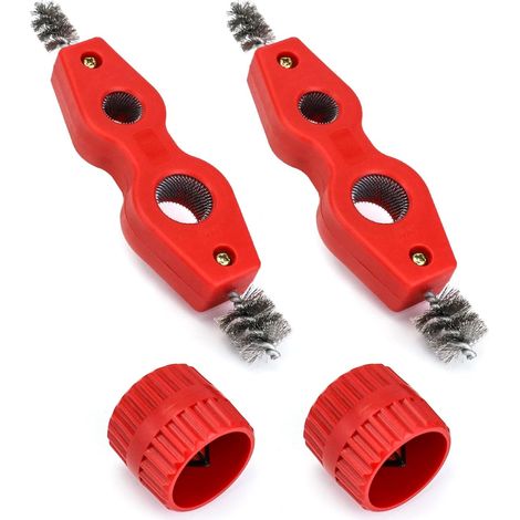 Bravix Ensemble De Ébavureur Pour Tubes, Composé De 2 Déboucheurs De Tuyaux En Cuivre Et De 2 Alésoirs, Pour Tuyaux En Cuivre, Pvc Et Acier Flexibles