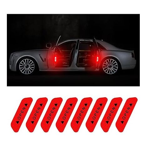 8 Pièces Autocollant Reflechissant, Bande Reflechissante Autocollante, Imperméable Stickers Reflechissant, Avertissement Bande Reflechissante, Pour Bord Porte Voiture, Camion (rouge)