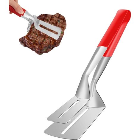 Pince À Steak En Acier Inoxydable, 2 En 1 Multifonction Pinces À Steak, Spatule Double Face Pince À Barbecue, Pinces De Cuisson, Pinces De Cuisine, Pour Hamburger Barbecue Pizza Poisson