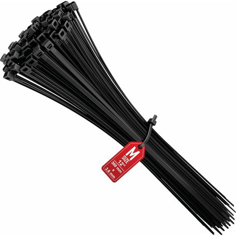 Collier De Serrage 300 Mm X 3,6 Mm, Attache Câble, Serre Câbles Rilsan Nylon, Colliers Serre-cable 300mm, Noir, Lot De 100 Pièces