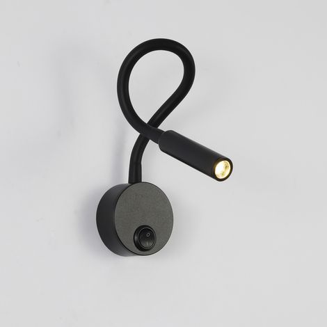 Bravix Applique De Lecture Noir, Lampe Col De Cygne Flexible Led 2w 3000k Fixation Liseuse Murale 85-265v Avec Interrupteur Pour Chambres Salon Intérieur Salon