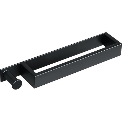 Porte-serviettes De Salle De Bain Anneau Porte-serviettes Autocollant Avec Crochet Noir Porte-serviettes Pour Cuisine En Acier Inoxydable Longueur 40cm