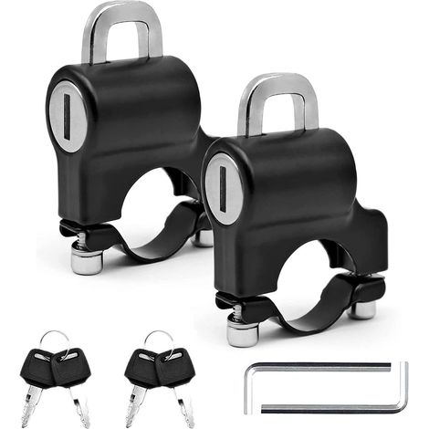 2 Pcs Antivol De Casque Universel Avec Clés, Alliage D'Aluminium Verrouillage De Casque, Antivol Casque Moto, Pour Moto, Vélo, Scooter (22-28 Mm)