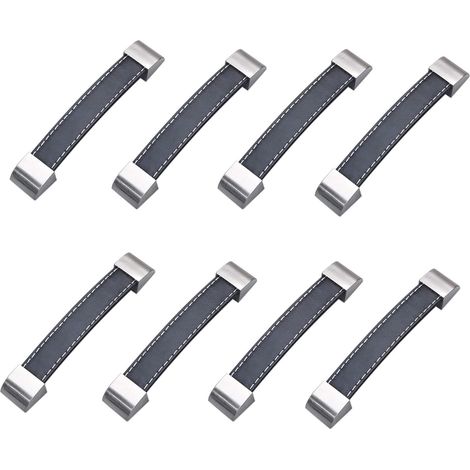 8pcs Poignée De Cabinet Poignées De Porte De Tiroir,poignée De Cabinet Doux En Cuir Pu Pour Portes Armoires Armoires Valise,128mm